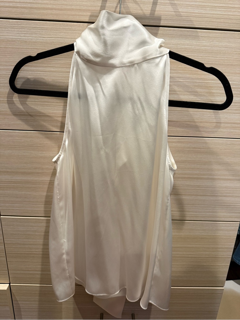 Generation Love silk mock neck top with draping neck tie at back